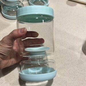 Airtight Clear Storage Jar with Blue Lid